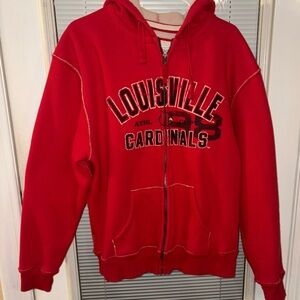 J. America Red Louisville Cardinals Varsity Hoodie- Large